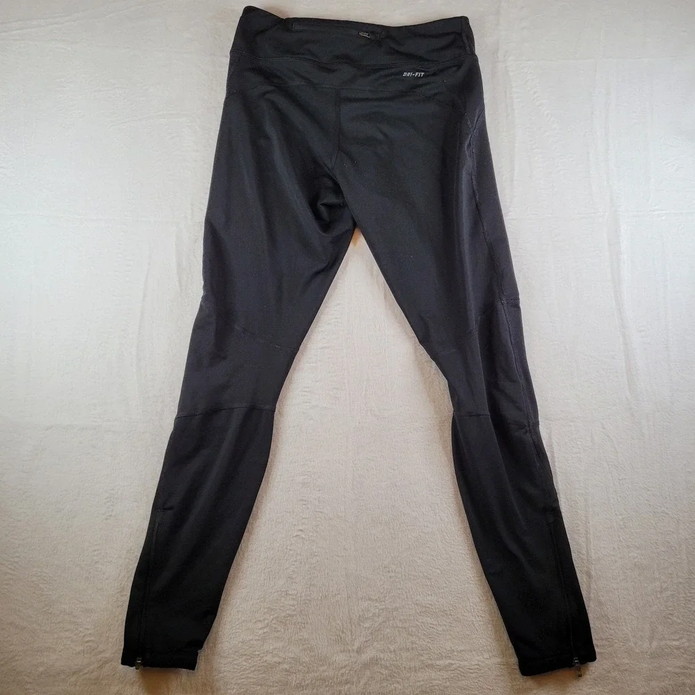 Nike Dri Fit Womens Black Running Athletic Pants Zip Ankle M